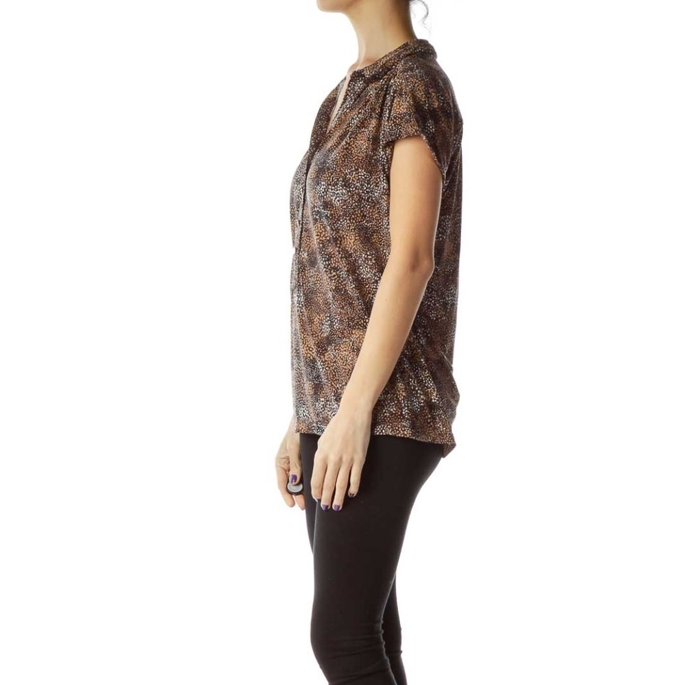 Alfani Brown Printed Polo Shirt - Picture 2 of 4